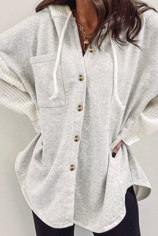 EB | Langärmelige Bluse mit Kapuze und Knöpfen Baumwollmischung Komfort und Stil