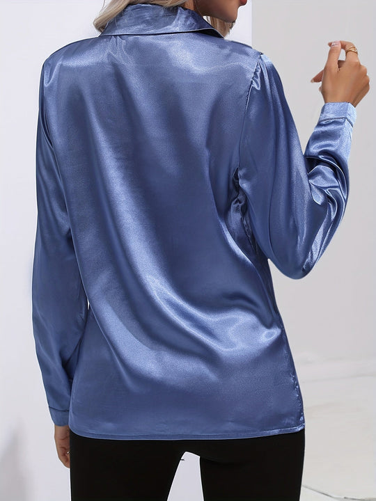 EB - Schicke Herbst Elegante Satin Bluse für Frauen