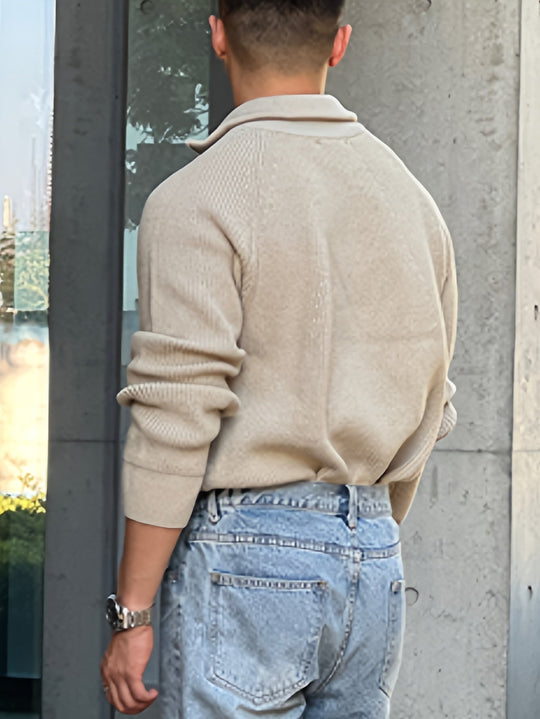 EB | Rippstrickpullover mit Hohem Kragen und Reißverschluss Baumwolle Elegant und Bequem