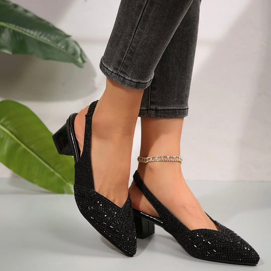 Glanzvolle Absatzsandalen mit funkelnden Kristalldetails EB EB