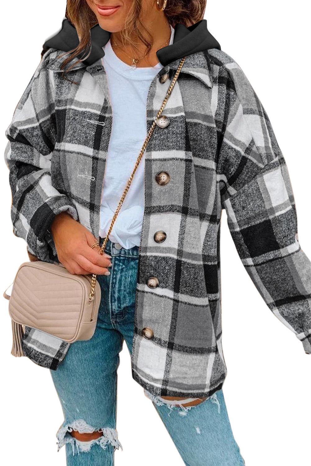 EB | Gitterhemdenjacke mit Kapuze Polyester Lässig und Trendy