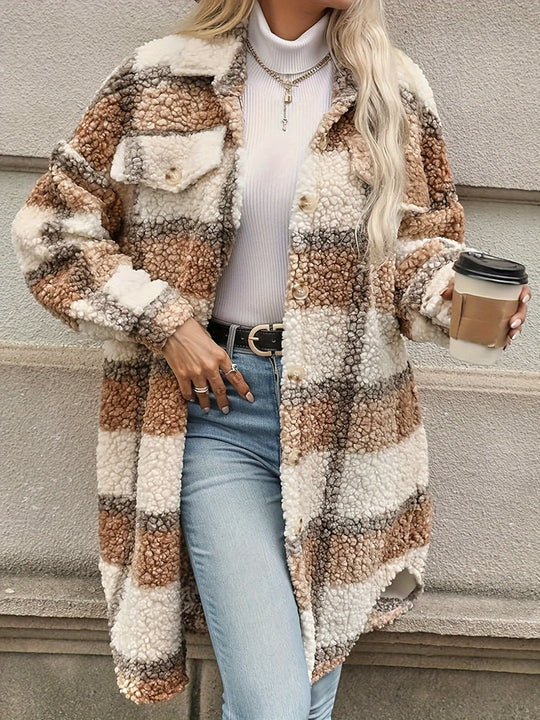 EB | Langarmige Jacke Aus Teddyfleece Acryl Warm und Trendy