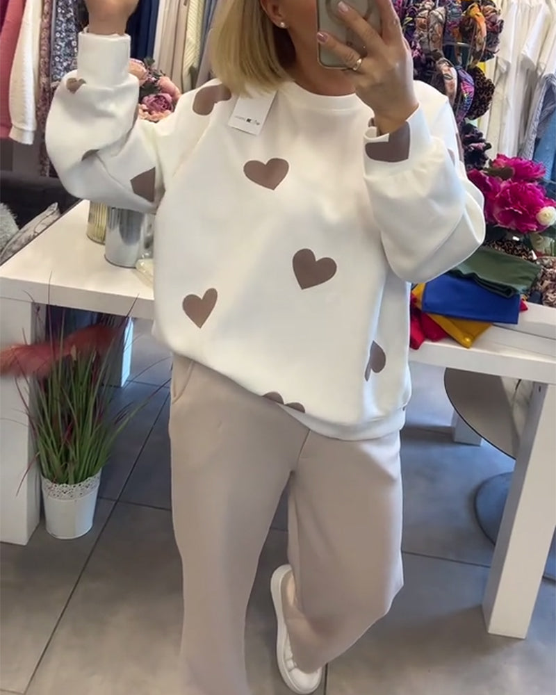 EB | Frauen Casual Herz Pullover