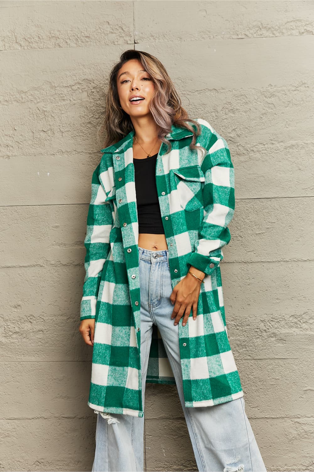 EB | Karierte Longline Hemdjacke