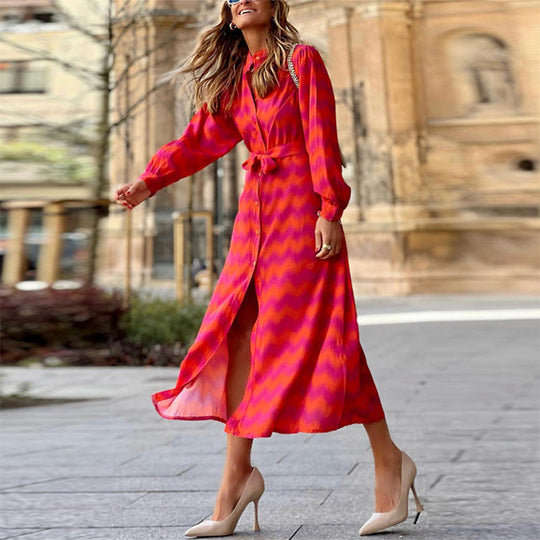 EB | Bedrucktes Elegantes Kleid mit Halben Ärmeln
