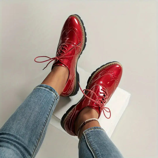 EB | Lackschuhe Im Oxford-Stil mit Klobiger Sohle für Damen
