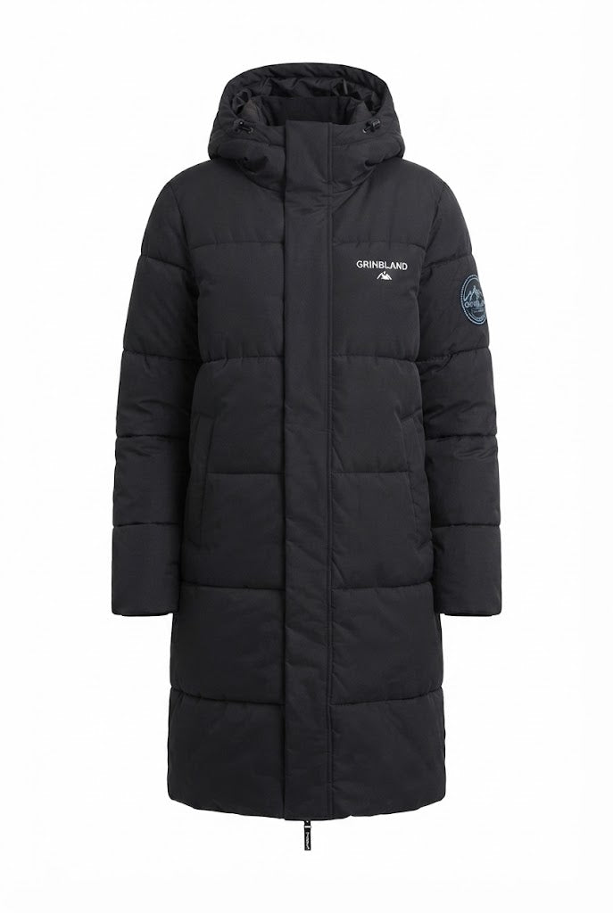 Damen nan ultralanger Oversize-Steppmantel mit geräuscharmem Außenmaterial und Thermofüllung EB