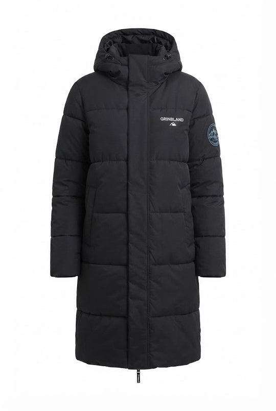 Damen nan ultralanger Oversize-Steppmantel mit geräuscharmem Außenmaterial und Thermofüllung EB