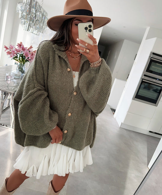 EB | Gemütlicher, Übergrößen-Cardigan In Weichem Khaki