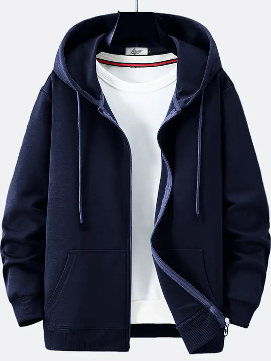 EB - Lässiger Herbst Full Zip Hoodie mit Kordelzug für Männer