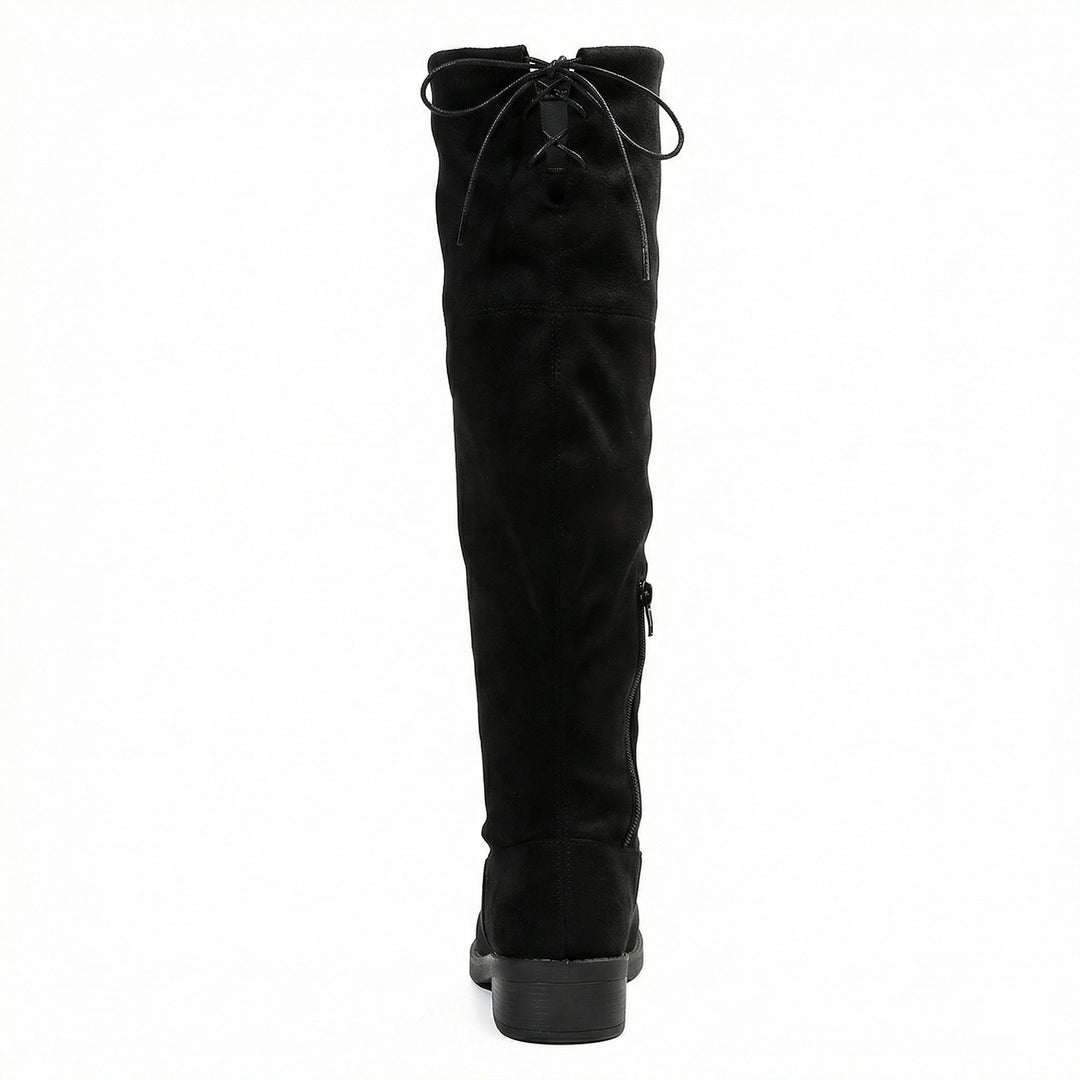 Damen Overknee-Stiefel aus weichem Wildleder mit praktischer Schnürung EB
