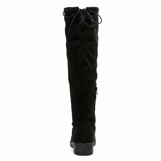 Damen Overknee-Stiefel aus weichem Wildleder mit praktischer Schnürung EB