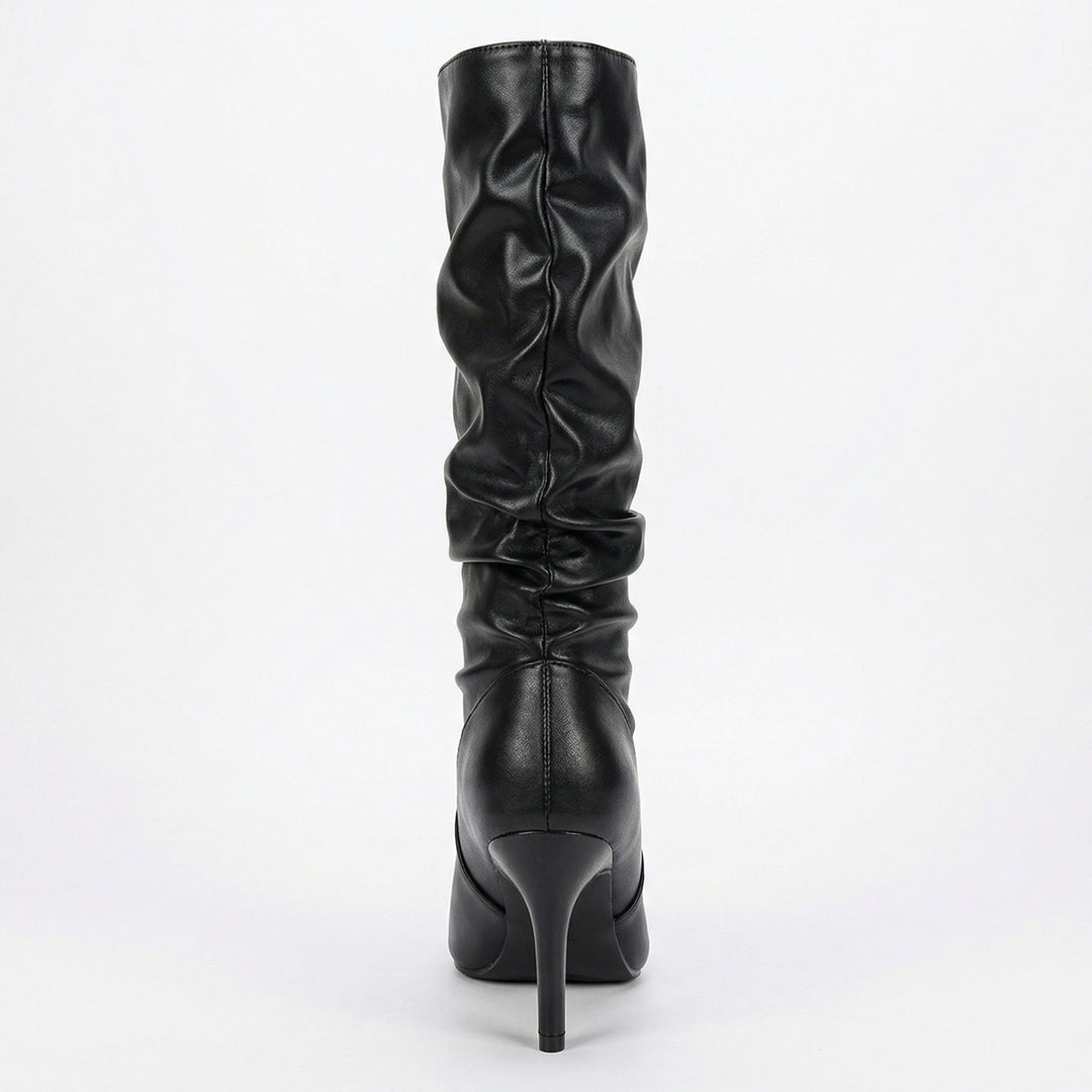 Damen High Heels Stiefel mit Gerafftem Design EB