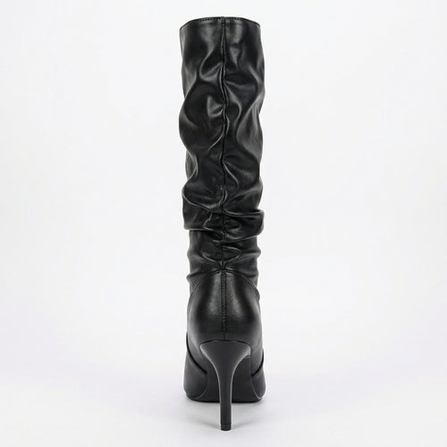 Damen High Heels Stiefel mit Gerafftem Design EB