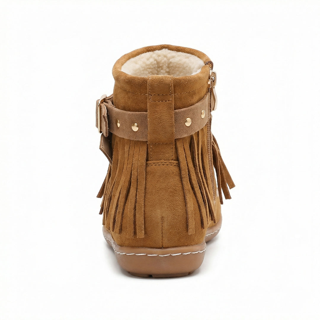 EB Warme Vintage-Stiefel mit Fransen