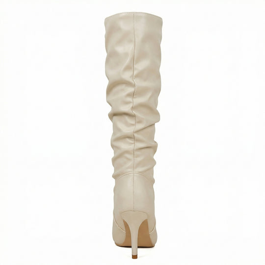 Damen High Heels Stiefel mit Gerafftem Design EB