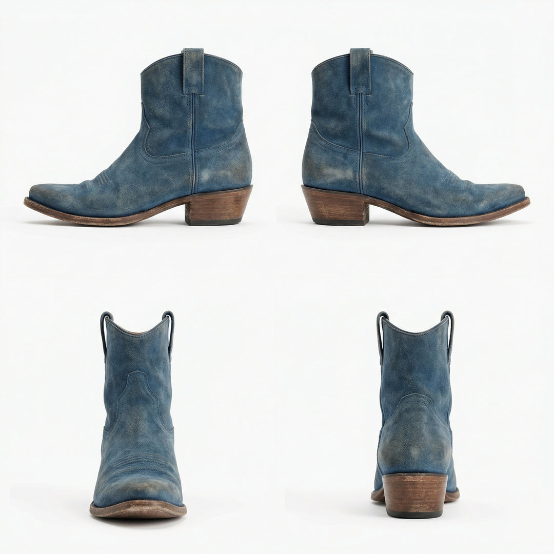 Kurze Cowboy-Stiefel | Western | Wildleder | Knöchel-Stiefel | Damenstiefel EB