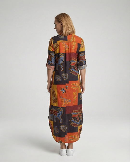 Freizeitkleid Damen Hemdblusenkleid Schlitz