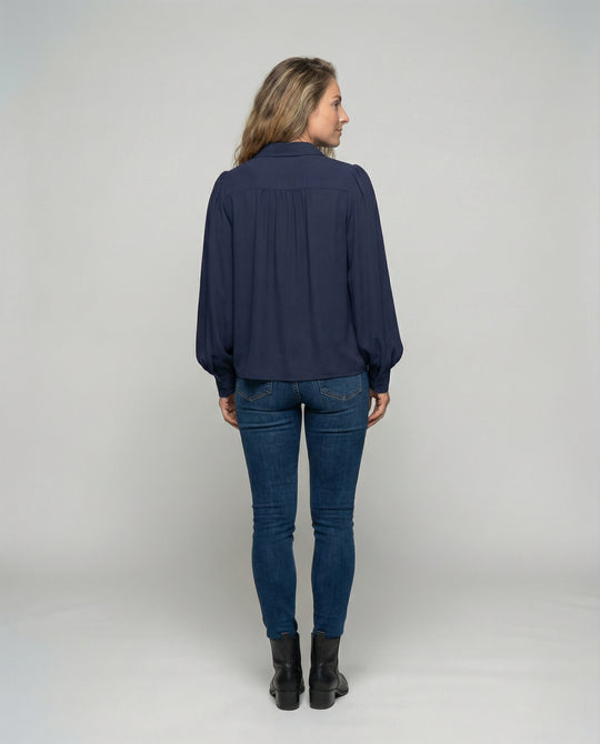 Damen Bluse mit voluminösen Ärmeln und eleganten Rüschendetails EB