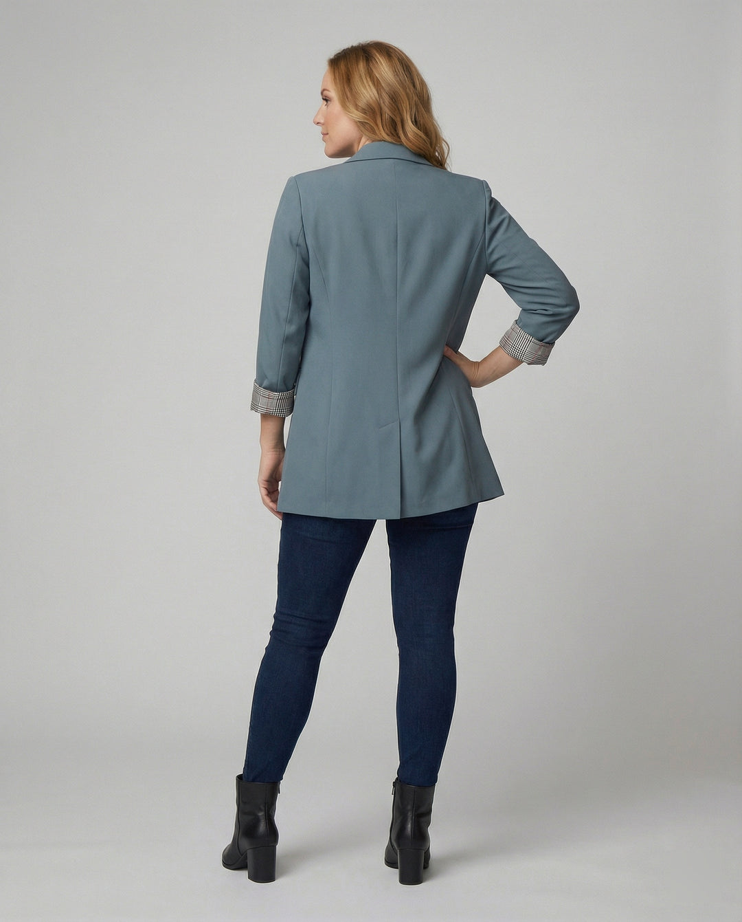 Damen Doppelreihiger Blazer mit kontrastierenden Ärmelaufschlägen EB