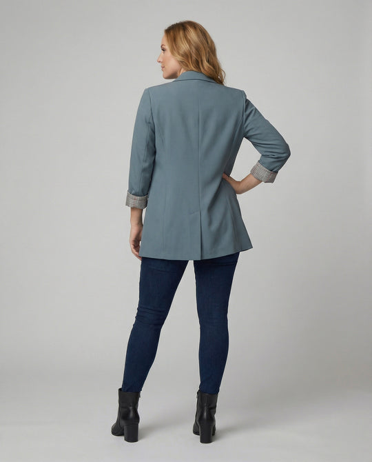 Damen Doppelreihiger Blazer mit kontrastierenden Ärmelaufschlägen EB