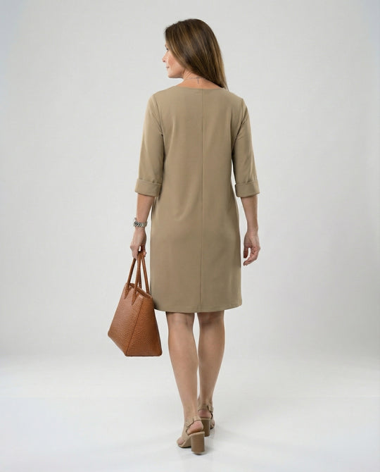 Damen Elegantes Etuikleid mit Langen Ärmeln | EB