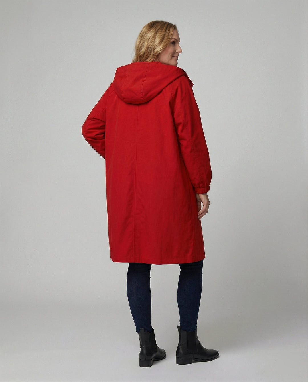 EB | stilvolle lange Damenjacke mit Kapuze
