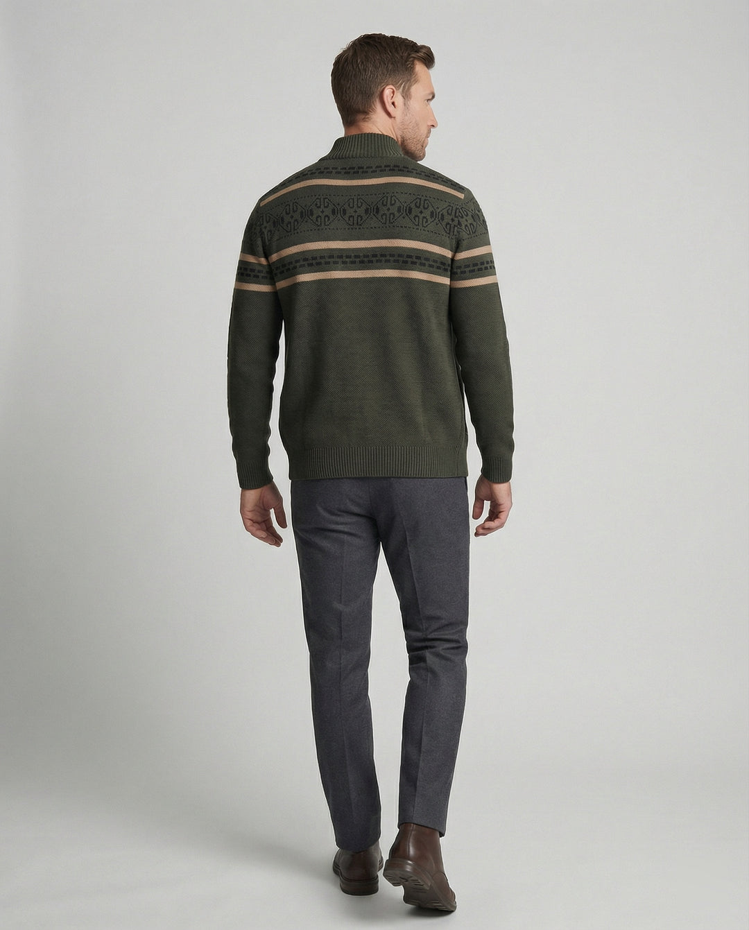 Herren Strickjacke mit modernem Zipper-Design und Muster EB