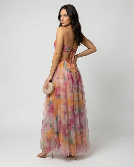 Elegantes Maxikleid im Schönen Blumenmuster für festliche Anlässe | EB