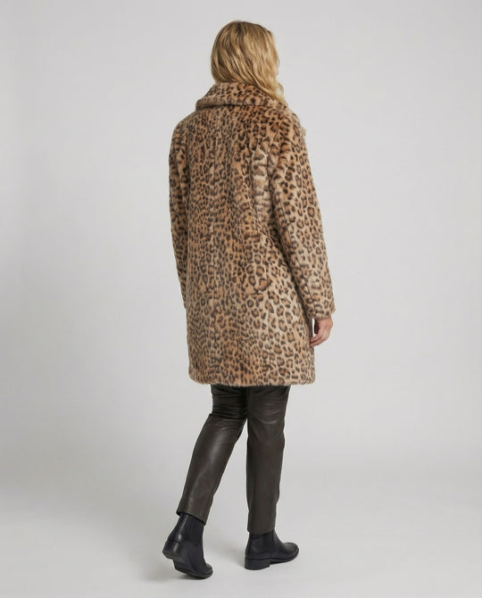 EB | Mantel - Kunstpelz - Oversized Fit - Reverskragen - Leopardenprint