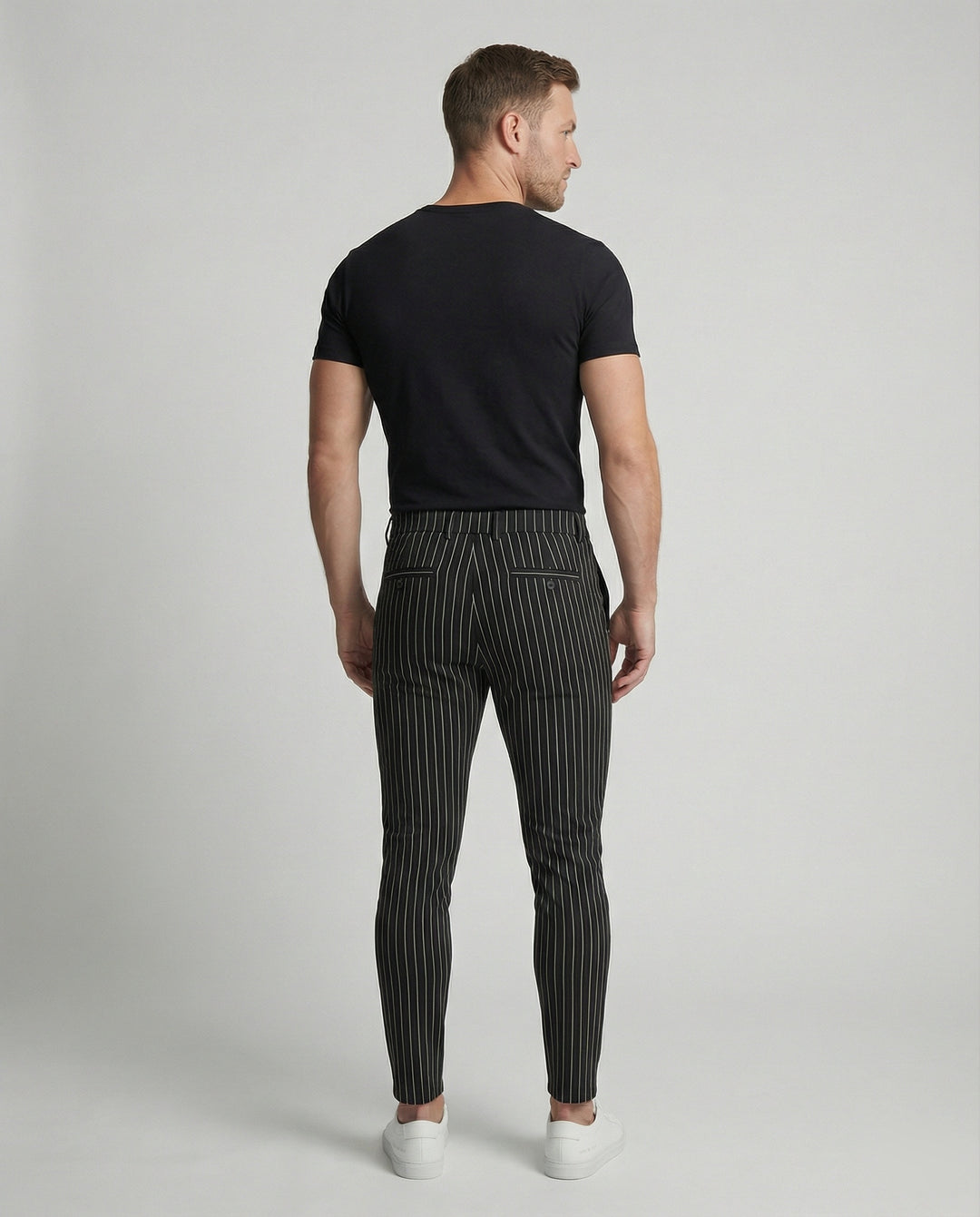 Herren stylische und bequeme Slim-Fit Hose mit gestreiftem Design EB