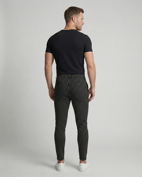 Herren stylische und bequeme Slim-Fit Hose mit gestreiftem Design EB