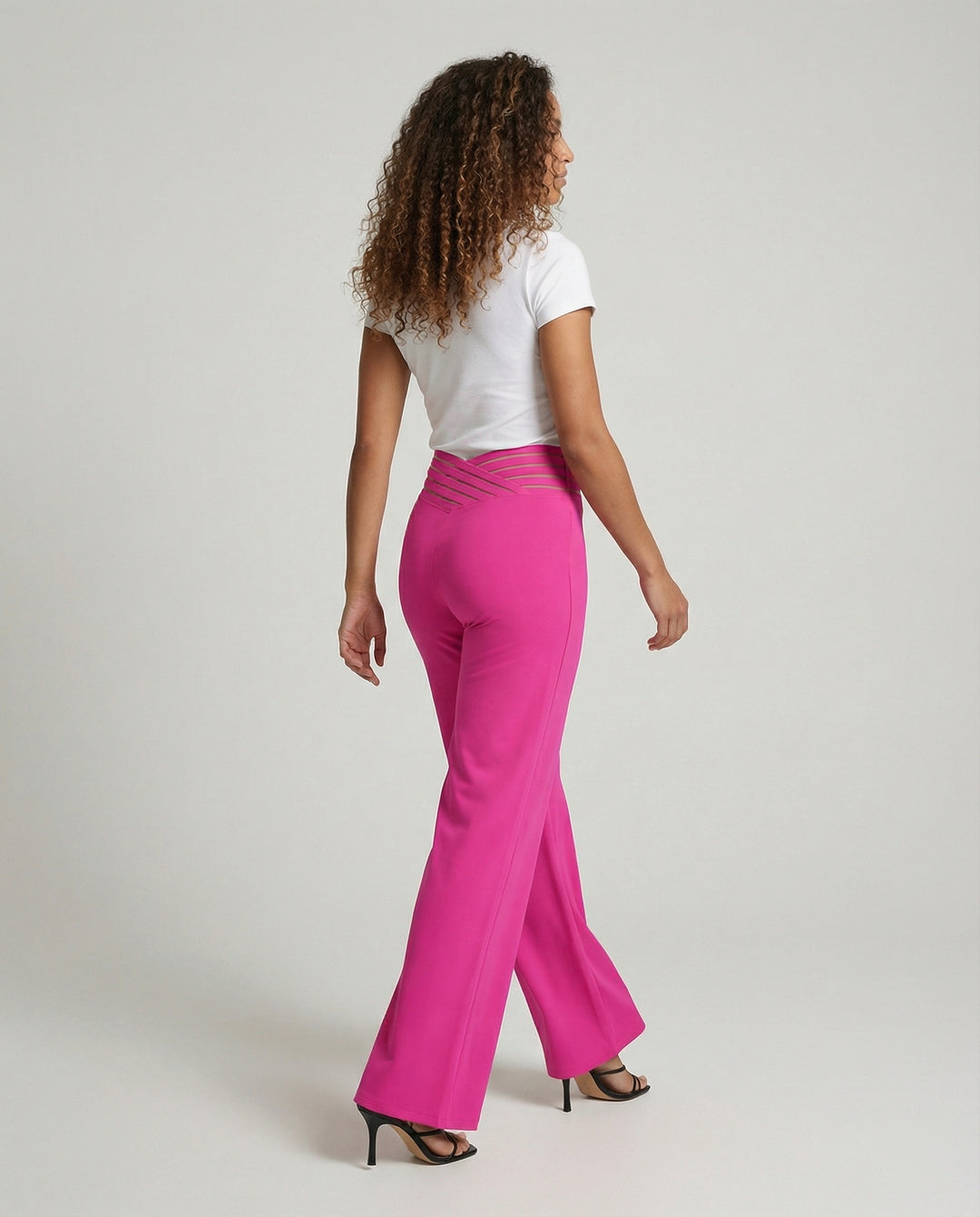 Damen Weit geschnittene Palazzo-Hose mit trendigen Cut-Outs EB
