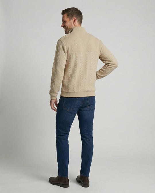 Herren Strickpullover mit hohem Kragen und modernem Reißverschluss EB