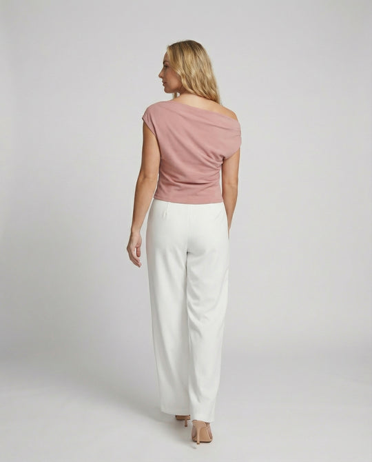 Damen Elegantes Drapiertes Oberteil mit asymmetrischem Schnitt EB
