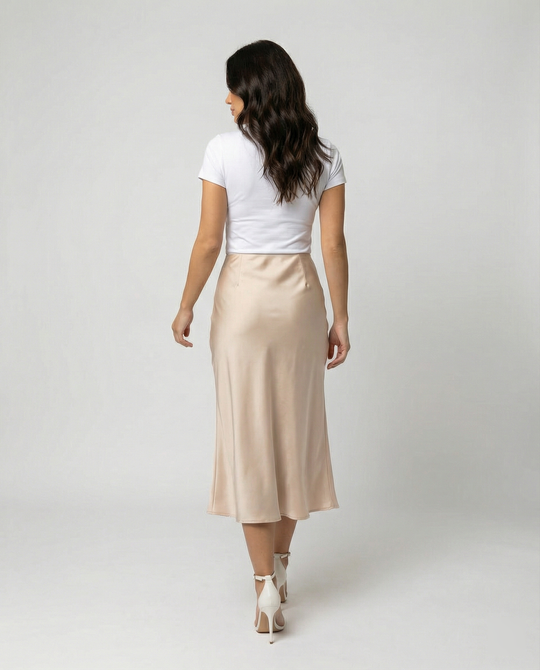 Damen eleganter Midirock mit sanftem Schnitt und hohem Bund EB