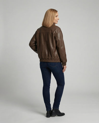 Damen Lässige Lederjacke mit Nieten