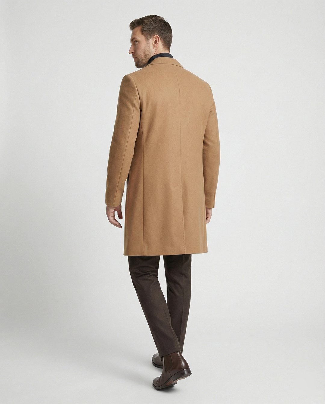 Herren eleganter Wollmantel mit klassischem Revers und praktischen Taschen EB