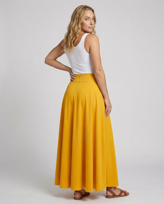 Damen Luftiger Maxi-Rock mit hohem Taillenbund EB