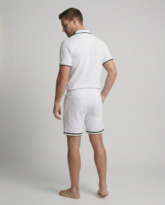 Herren Sportliches Polo- und Shorts-Set mit Kontraststreifen EB
