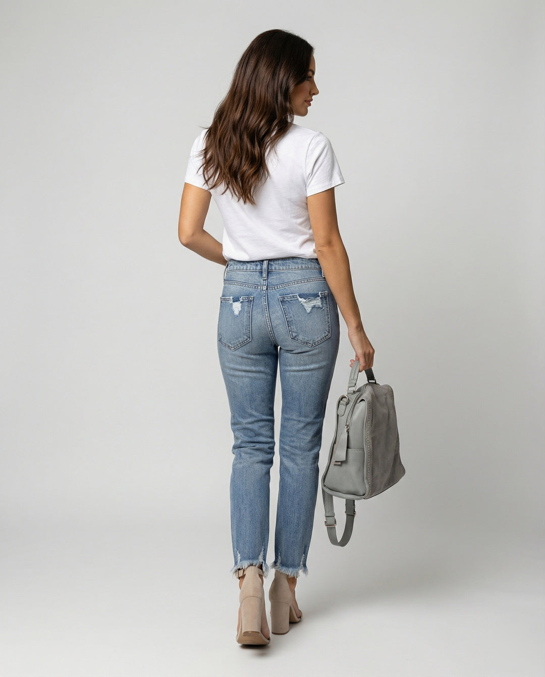 Damen Slim Fit Jeans mit Destroyed Details im Used-Look | EB