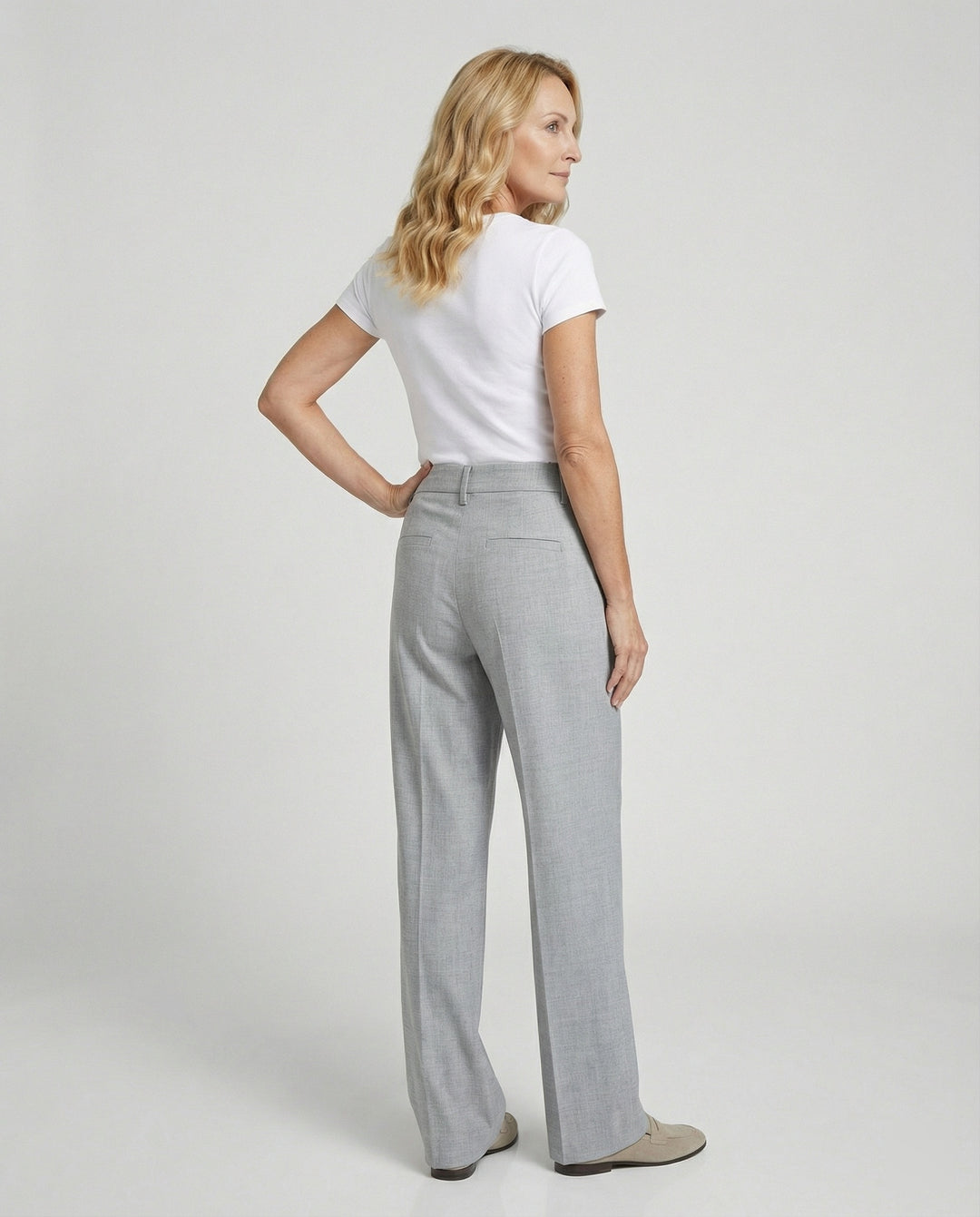 Anzughose Weit High Waist Mit Bügelfalte Damen