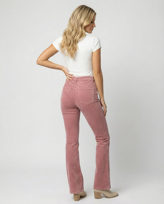 Damen Flared Cord-Hose mit hohem Bund und weichem Material EB