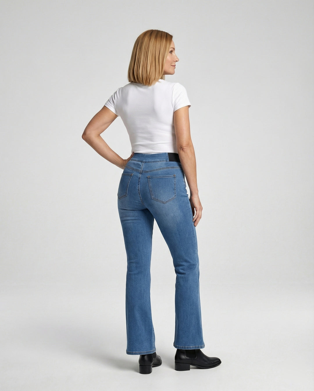 Damen Schlagjeans High Waist mit Komfortbund