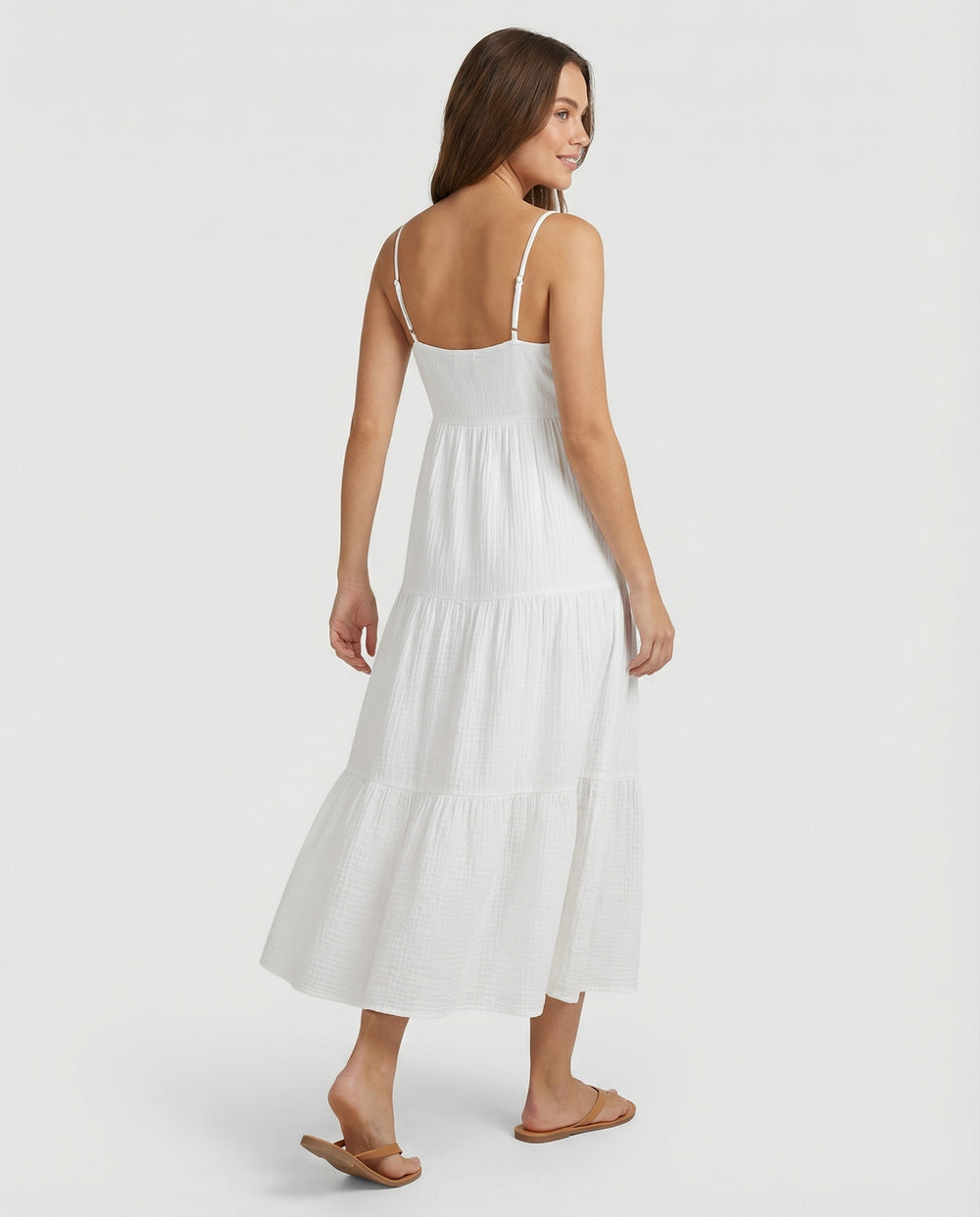 Damen Maxikleid mit verstellbaren Rüschen