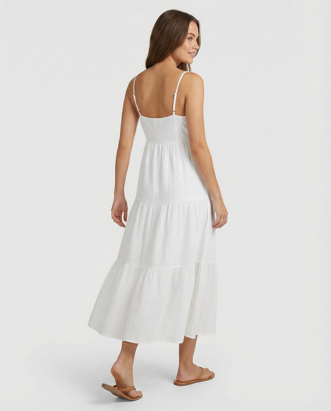 Damen Maxikleid mit verstellbaren Rüschen