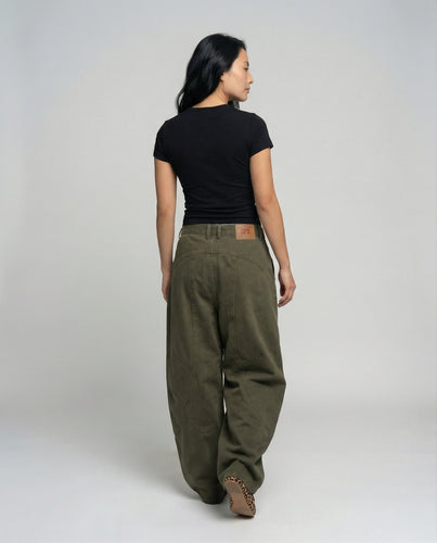 Damen Weite utilitaristische Stoffhose EB