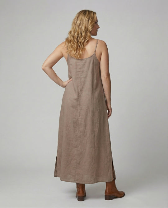 Damen Maxikleid mit lässigem V-Ausschnitt und seitlichen Taschen EB