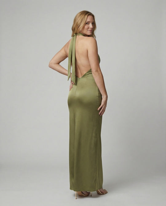 Damen Elegantes Abendkleid mit asymmetrischem Halterneck und figurformendem Schnitt EB