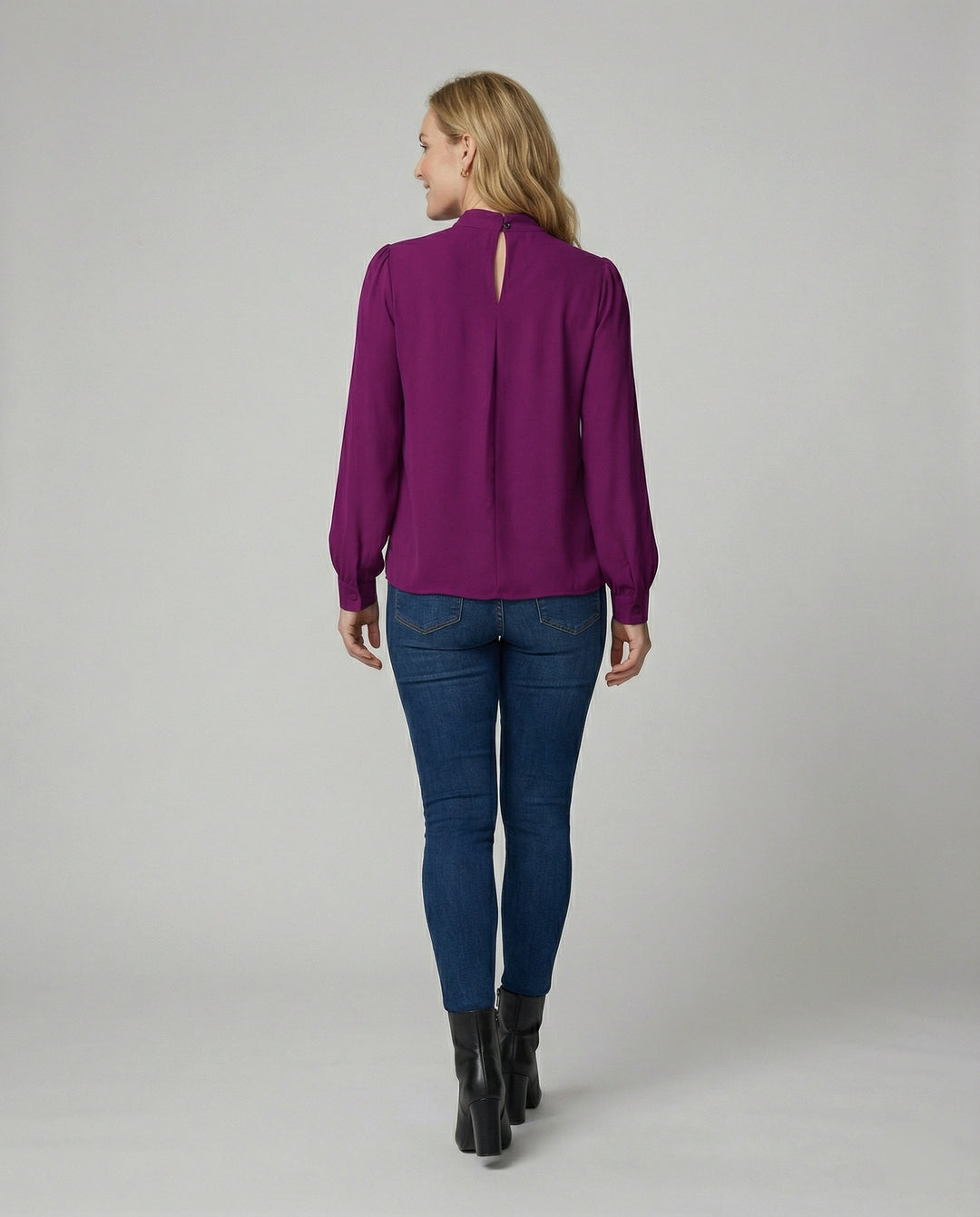Damen elegante Bluse mit Stehkragen EB